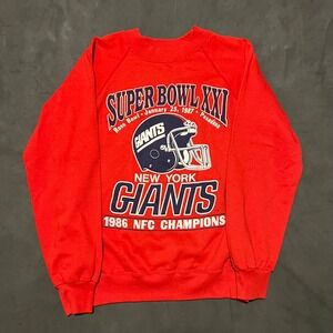 Vintage 1986 Trench Super Bowl XXI Sweatshirt Mens Small Red New York Giants
